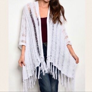 Sonnet tassel asymmetric kimono cover up cardigan